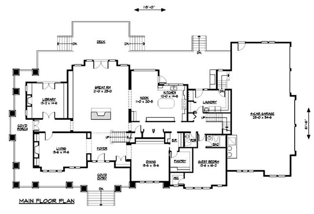 Floor Plan First Story of Country Plan #115-1120